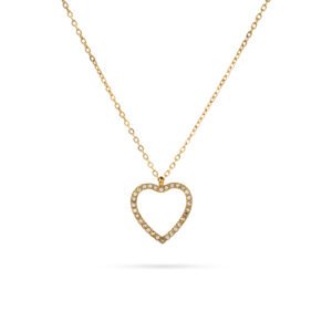 Collar dorado con colgante de corazón con circonitas