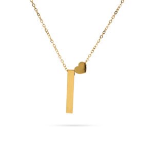 Collar dorado con corazón y barra elegante