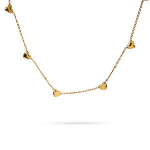 Collar dorado con varios corazones pequeños