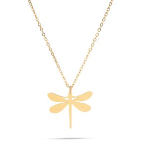 Colgante libélula en acero inoxidable dorado