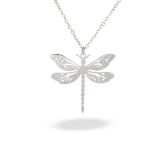 Collar Libélula calada de acero inoxidable plateado