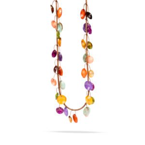 Collar largo de resina multicolor con diseño artístico