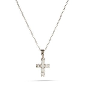 Collar elegante con colgante de cruz de circonitas brillantes