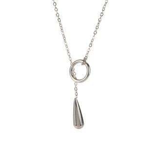 Colgante con doble aro y gota alargada de acero inoxidable –