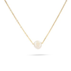 Collar de acero inoxidable con perla central elegante