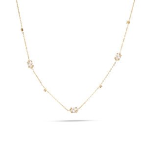 Colgante dorado con cristales geométricos - COLL 028