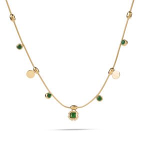 Colgante dorado con piedras verdes - COLL 029