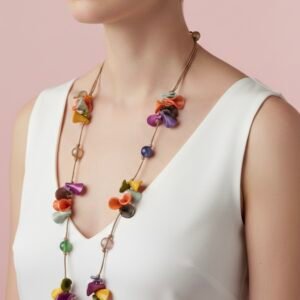 Collar largo de resina con Gotas de colores