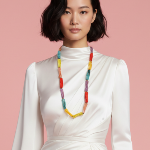 Collar largo de resina multicolor Armonía