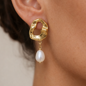 Pendientes Dorados perla
