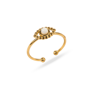 Anillo Flor Perla Blanca