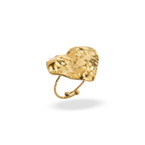 Anillo dorado con textura tipo corazón