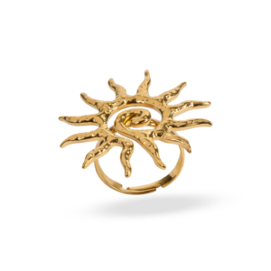 Anillo Sol Espiral Dorado