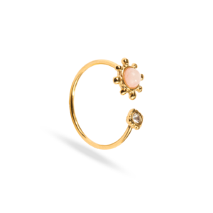 Anillo Doble Piedra Rosada