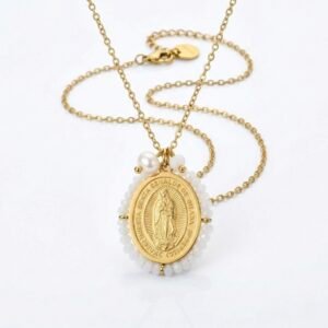 Collar Virgen Maria con piedras naturales