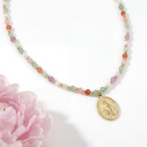 Collar Virgen Milagrosa con piedras naturales